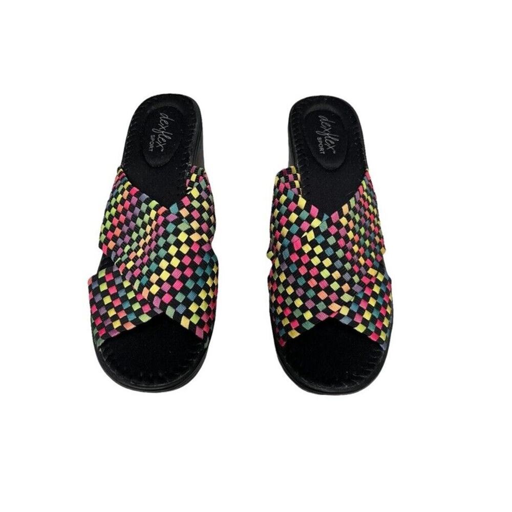 Dex Flex Sport Fiesta Wedge Slide Sandal Size 8 Summer Multicolor - Picture 2 of 9